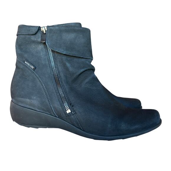 Mephisto Seddy Scrunchy Ankle Boots w Cuffs Matte Black Nubuck Leather size 9.5 - Picture 4 of 16